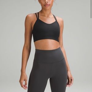Lululemon Like a cloud ribbed long sports bra. Light black. Size b/c